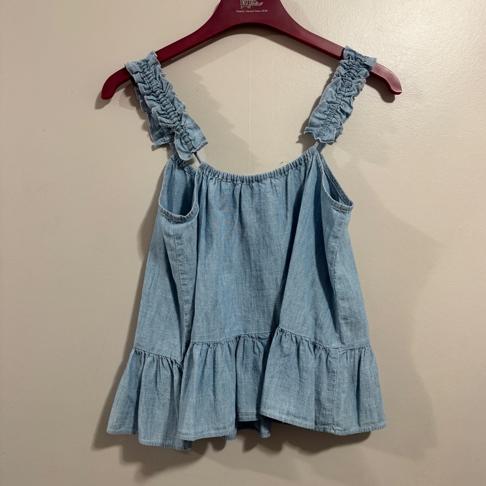 NWT Madewell Light Blue Ruffle Strap Top Woman’s Size 0 - Picture 3 of 3